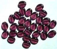30 12mm Transparent Amethyst Flat Oval Beads